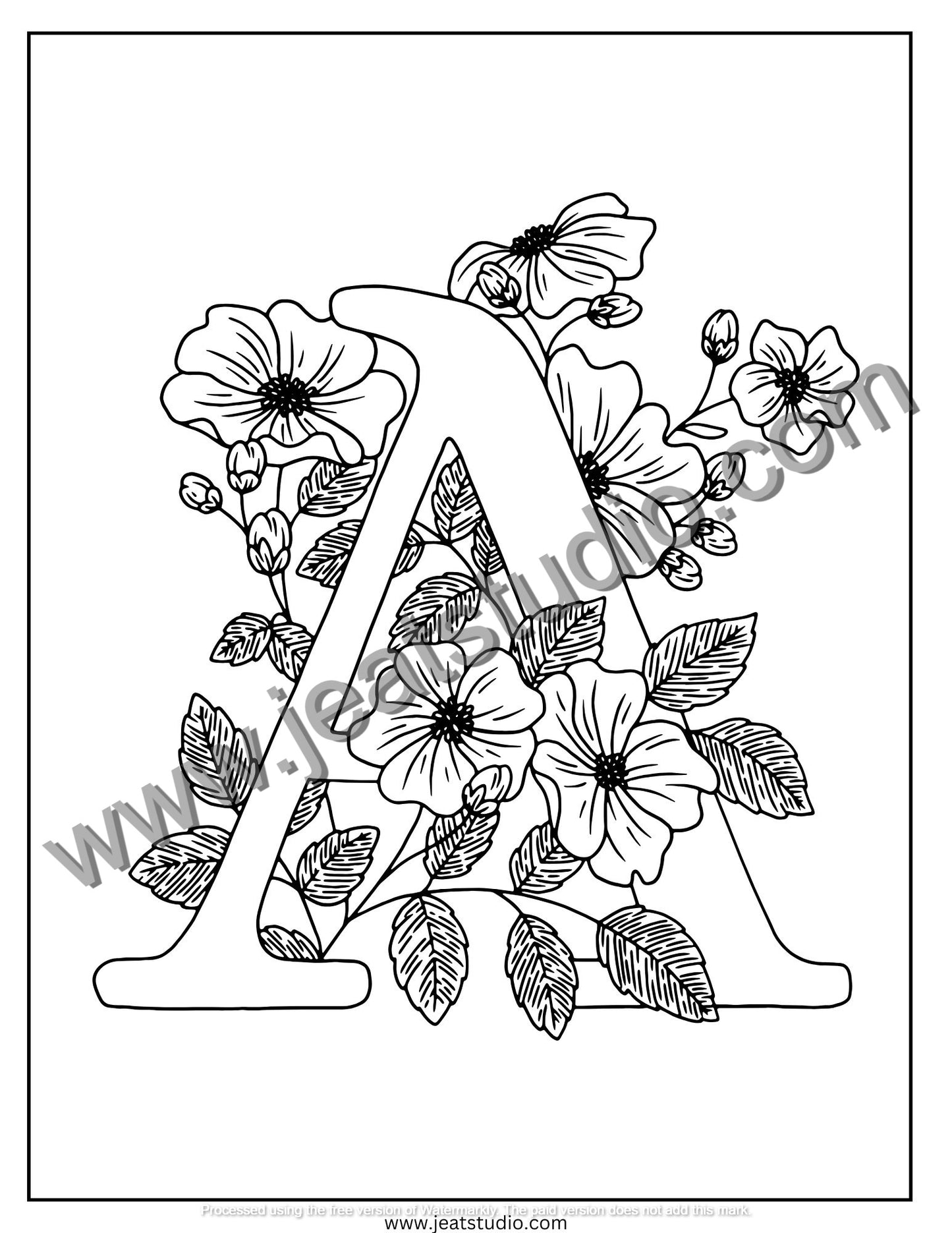 Printable Colouring Book - Letters A to Z Floral