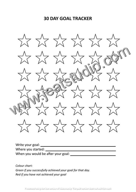 Printable 30 Day Goal Tracker - Stars